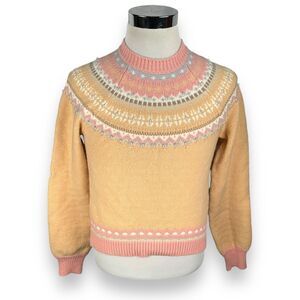 LoveShackFancy Crawley Slim Sweater Womens Medium Pullover Peach Birch Grove New